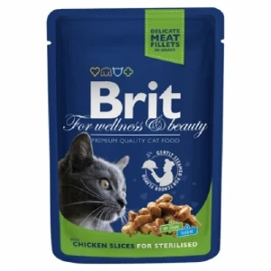 Brit Premium pouch Влажный корм для стерилизованных котов с курицей 100г