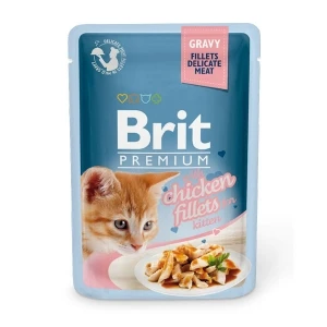 Влажный корм для котят Brit Premium Cat pouch филе курицы в соусе 85 гр.